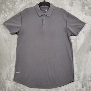 BYLT Polo Shirt Men's Large Dark Gray Drop Cut Lux Premium Basics Short Sleeve